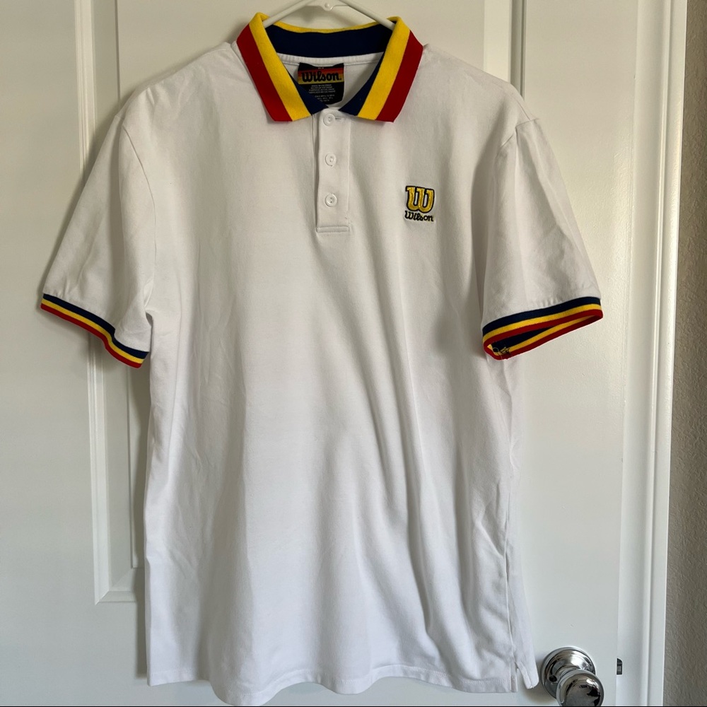 Large Wilson Mens Tennis Polo Shirt Retro Vintage Forever 21 Costume